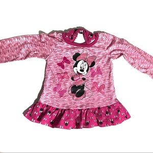 Disney Baby Minnie Mouse Longsleeve Top Bows Pink